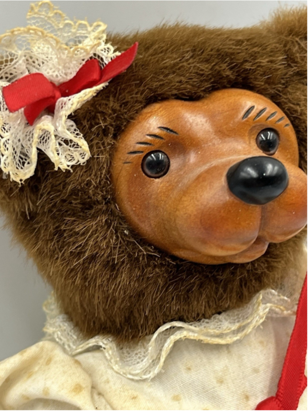 VINTAGE Raikes Bears Tammy 7” Tall Wooden Face And Feet ADORABLE COLLECTIBLE